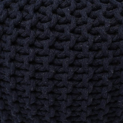 REDEARTH · Round Pouf Foot Stool Bean Bag Ottoman - Cable Knitted Cord Boho Pouffe - Poof Accent Bean Bag - Handmade by Artisans for Living Room - Bedroom (19.5"x19.5"x14") - Navy Blue