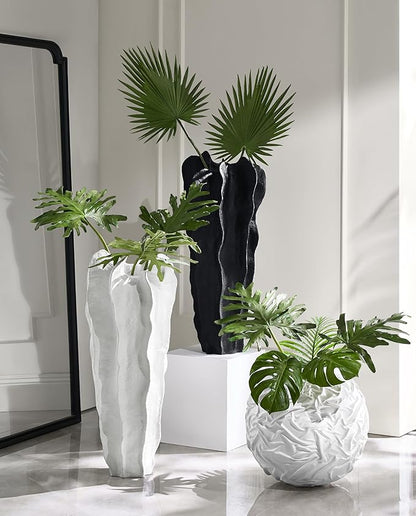 Playa Floor Vase, Organic Modern Sculptural Vase with Textured Finish, Minimalist Statement Piece for Contemporary Home Decor & Interior Design, White