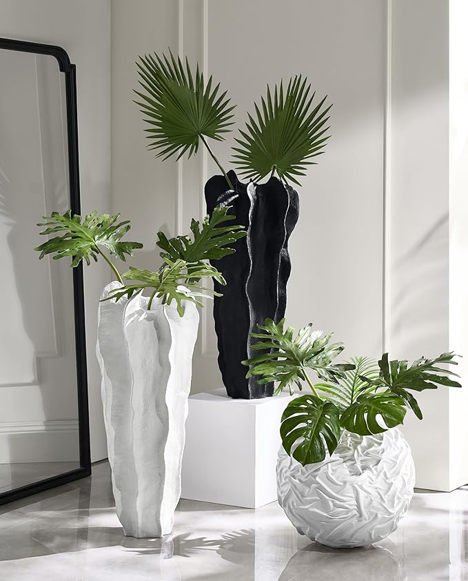 Playa Floor Vase, Organic Modern Sculptural Vase with Textured Finish, Minimalist Statement Piece for Contemporary Home Decor & Interior Design, Black