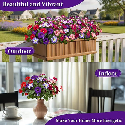 19 Inch Artificial Flowers for Outdoor Indoor Garden Home Decoration,Faux Flower for Home Office Garden Patio Balcony 4 Bundles (Multiple Color)
