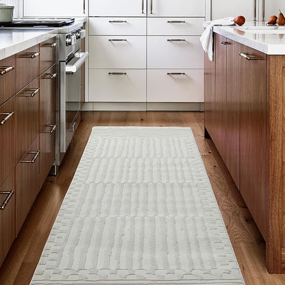 Revival Rugs Soloba 2'7"x9' Machine Washable Runner Rug for Hallway Entryway - 100% Recycled Oeko-TEX Certified, Medium Pile, Beige, Cream