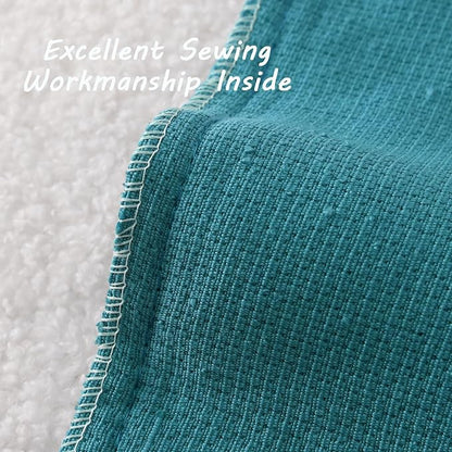 FUTEI Pack of 2 Teal Blue Decorative Throw Pillow Covers 12x20 Inch Soft Cozy Solid Boucle Textured Lumbar Pillow Cases,Modern Home Decor for Couch Bed Living Room