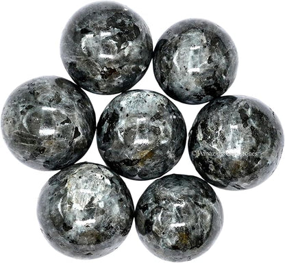 Amazing Gemstone Larvikite Crystal Ball - 1" Inches Crystal Sphere Meditation Balls for Witchcraft and Decorative Balls - Crystals and Healing Stones Beginners Gift (Pack of 1)