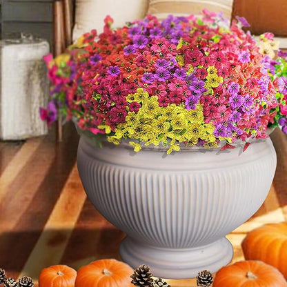 Artificial Fall Flowers for Outdoors, Artificial mums for Outdoors UV Resistant and fadeproof,Faux mums for Outdoor planters for Porch Patio Garden Planter Box Home Outdoor Decor(10pcs)