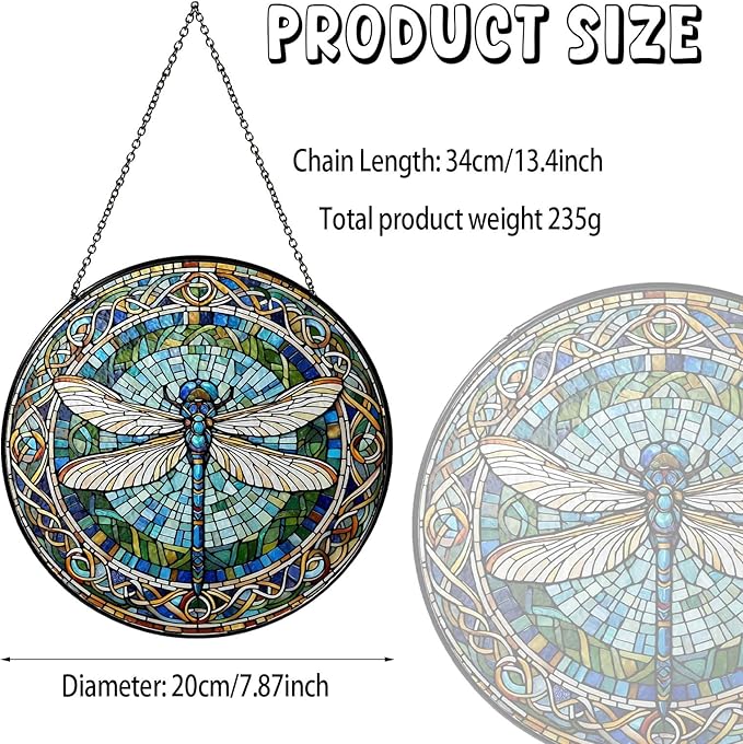 Dragonfly Stained Glass Window Hanging Sun Catcher Dragonfly Gifts for Women Wall Decor Handmade Sun Catcher Decoration for Garden Home Housewarming Gifts
