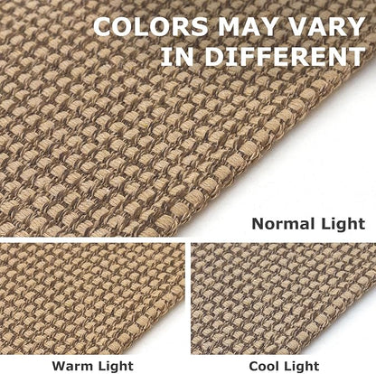 IOHOUZE Small Area Rug 2x3 Washable Woven Rugs for Entryway Non Slip Rubber Backed Kitchen Rugs Indoor Outdoor Doormat Throw Rug Floor Carpet for Entrance Front Door, Orange/Tan/Brown