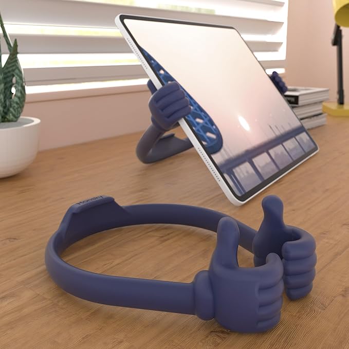 Honsky Adjustable Tablet Stand, Portable Phone Holder for Desk Bed - Multi-Angle Drawing Stand Compatible with All Tablets (Blue Deep &Black)