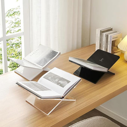 Acrylic Book Stand 11 x 7 x 6 in Large Open Book Display Stand for Cookbook Art Book Bible Guest Book - Coffee Table Book Stand for Reading - Black, Standard