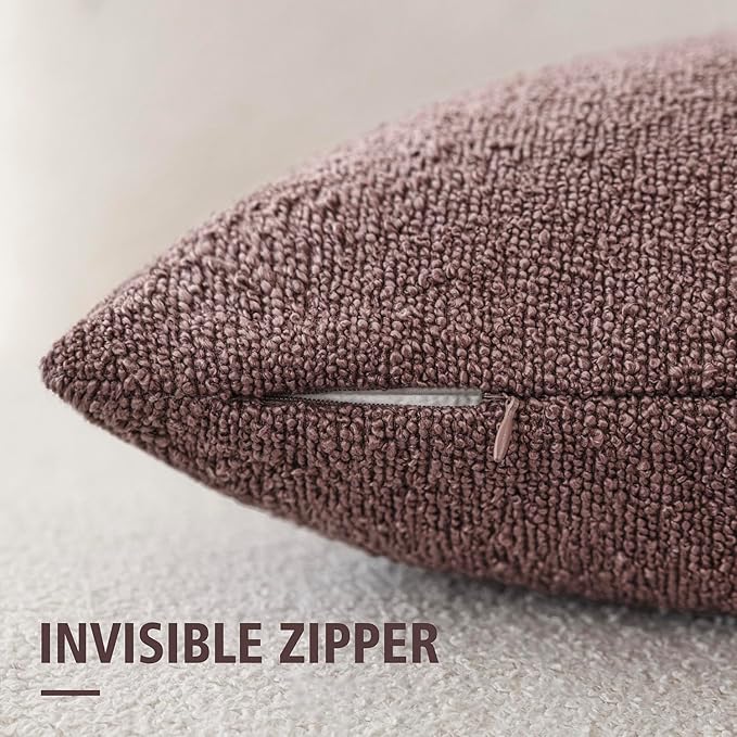 Foindtower Decorative Textured Boucle Throw Pillow Covers Accent Solid Pillow Cases Neutral Soft Cozy Couch Cushion Case for Chair Sofa Bedroom Living Room Home Decor 18x18 Inch,1PC,Dark Purple