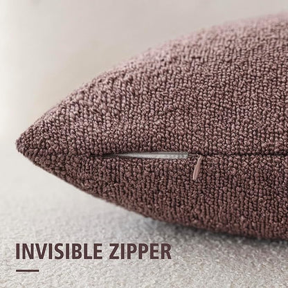 Foindtower Decorative Textured Boucle Throw Pillow Covers Accent Solid Pillow Cases Neutral Soft Cozy Couch Cushion Case for Chair Sofa Bedroom Living Room Home Decor 18x18 Inch,1PC,Dark Purple