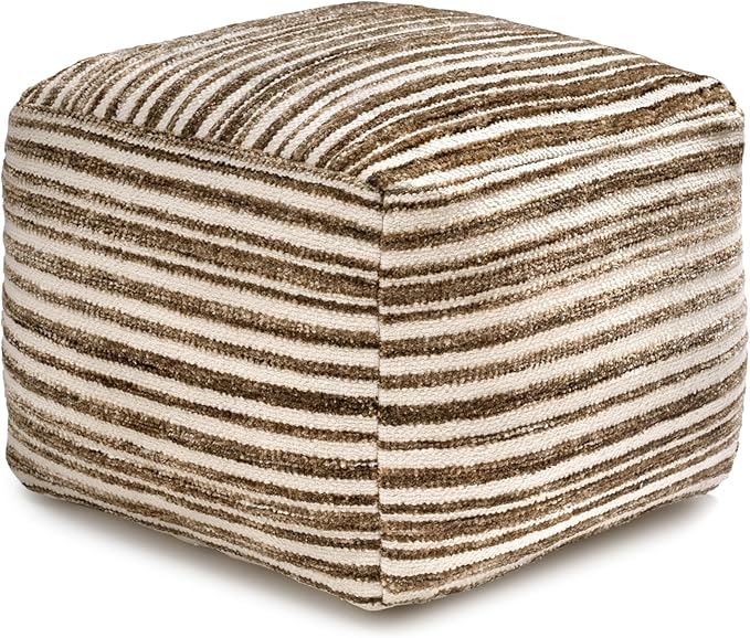 Anji Mountain 100% Handmade & Handcrafted Comfortable Home Décor Pouf Ottoman Footrest for Living Room, Bedroom, Nursery, Kidsroom, Patio Furniture - (22" x 22" x 16" - Brown)