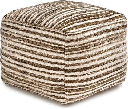 Anji Mountain 100% Handmade & Handcrafted Comfortable Home Décor Pouf Ottoman Footrest for Living Room, Bedroom, Nursery, Kidsroom, Patio Furniture - (22" x 22" x 16" - Brown)