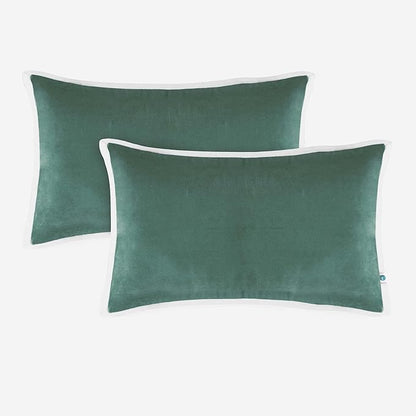 FINGERCRAFT Decorative Throw Pillow Cover Pack of 2 Soft Velvet Cushion Cover, Sofa and Bedroom Pillow Case 12" x 20" Hunter Green