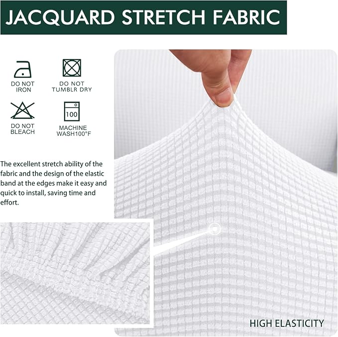 Hokway Couch Cushion Covers Stretch Cushion Covers Sofa Seat Cushion Slipcover Cushion Protector(White, Large)