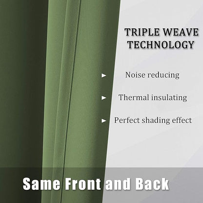 DUALIFE Sage Green Solid Curtains for Bedroom Short Small Window Treatment Blackout Thermal Insulated Curtain Panels 38 by 54 Inch Length with Grommet Set of 2 Panels