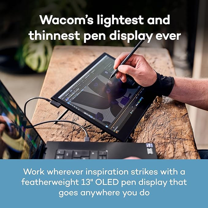 Wacom Movink Drawing Tablet with Screen, 13.3" OLED Touchscreen Portable Graphic Art Tablet w/Pro Pen 3, 10-bit Color Display for Mac, PC, Chromebook & Android