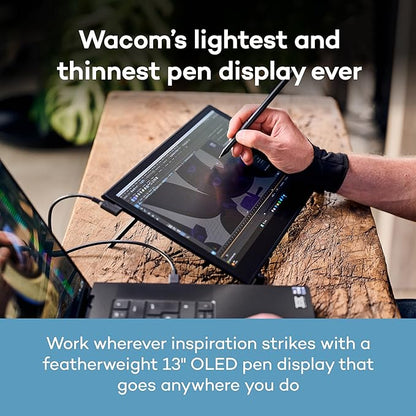 Wacom Movink Drawing Tablet with Screen, 13.3" OLED Touchscreen Portable Graphic Art Tablet w/Pro Pen 3, 10-bit Color Display for Mac, PC, Chromebook & Android
