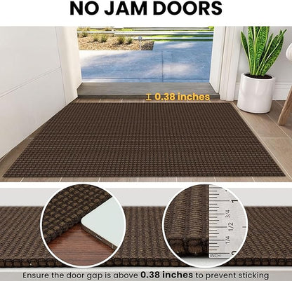 IOHOUZE Washable Exrea Long Hallway Runner Rug 3x20 Non Slip Rubber Backed Kitchen Runner Entryway Runner Indoor, Woven Rugs Floor Carpet for Kitchen Hall Entryway Stair, Brown