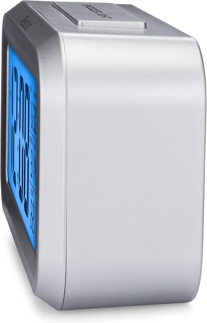 Westclox Alarm Clock with Large Digital Display and Blue Backlight on Demand, Westclox Alarm Clock, Month/Date and Temperature Display with Ascending 5 Minute Snooze Alarm, Silver