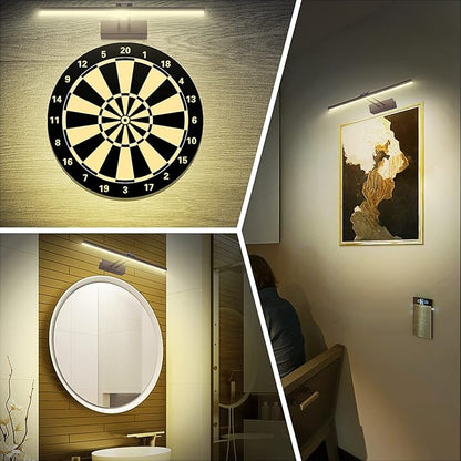 FUNCHDAY Picture Light,Battery Art Lights for Wall,Wireless Remote Painting Light with Timer and Dimmable,16”Metal Display Lighting for Artwork,Portrait,Gallery-Bronze