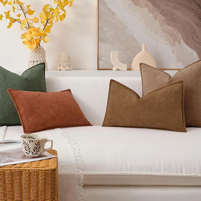 Kevin Textile Waterproof Decorative Pillow Covers Brown 20x20 Inch Pack of 2 Soft Boucle Textured Throw Pillowcases Elegant Accent Pillows for Couch Sofa Chair Bed Home Decor Indoor Outdoor