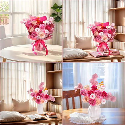 Lovenfold Flowers for Delivery Birthday Flowers Gift for Her,Preserved Flowers Bouquet 12 Roses Mixed Bouquet,Rose Gifts for Women Mom Grandma(Mixed 12 Pink-A Roses)