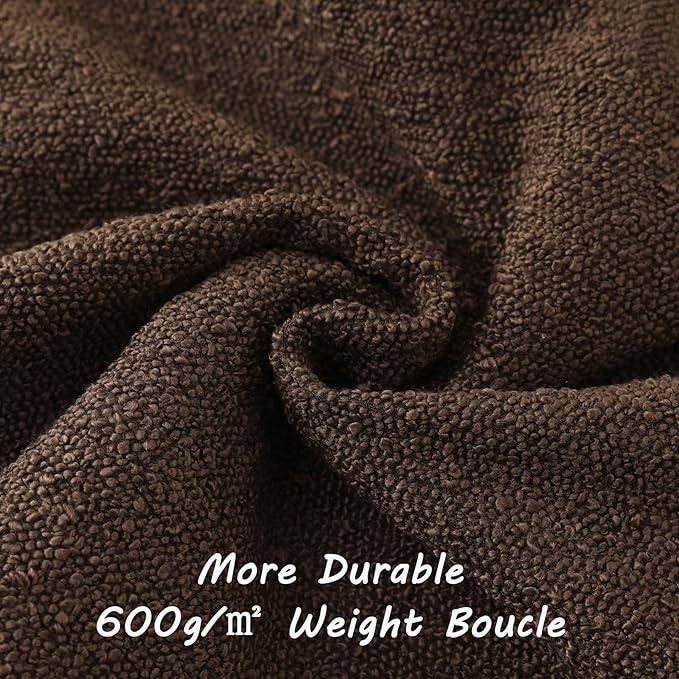 FUTEI Pack of 2 Dark Coffee Decorative Throw Pillow Covers 26x26 Inch Soft Cozy Solid Boucle Textured Euro Pillow Shams,Modern Home Decor for Couch Bed Living Room