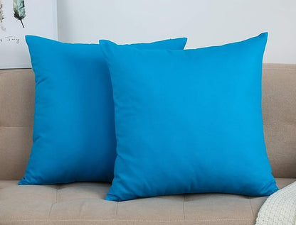 TangDepot Handmade Decorative Solid 100% Cotton Canvas Throw Pillow Covers/Pillow Shams, (12"x12", Pacific Blue)