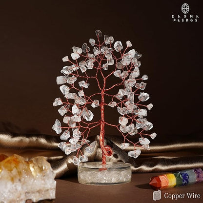 Crystal Tree for Home and Office Decor, Clear Quartz Chakra Healing Stones Handmade Feng Shui Tree of Life for Positive Energy, Money, Good Luck, Christmas Decor, Birthday Gifts for Women, Mom