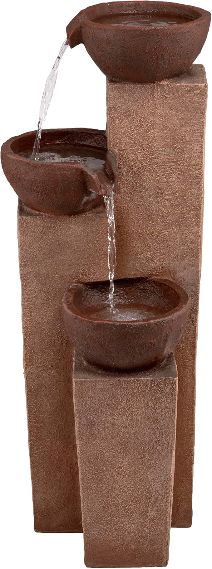 Alpine Corporation ZEN398 35” Outdoor 3-Tiered Modern Pots Water Fountain – Elegant Rustic Floor Fountain for Garden, Patio, Yard, Outdoor Spaces, Relaxing Water Feature, Bronze