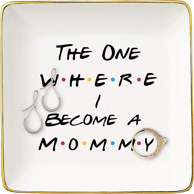 Mother's Day Gift for Mom-New Mommy Gift,First Time Mom Present,Mum to Be,Promoted to Mum,Baby Shower Present for New Mother,Pregnancy Announcement,Jewelry Tray,Ring Dish,Trinket Holder