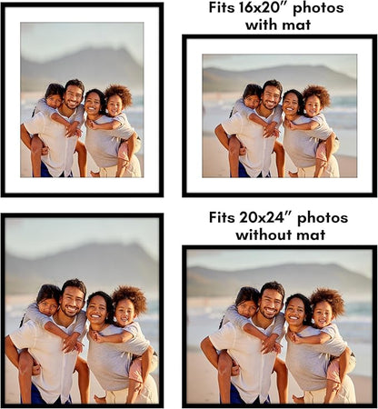 Americanflat 20x24 Picture Frame with Polished Plexiglass - Use as 16x20 Frame with Mat or Display 20x24 Photo Without Mat - Streamline Collection - Thin Border Picture Frames for Wall - Black