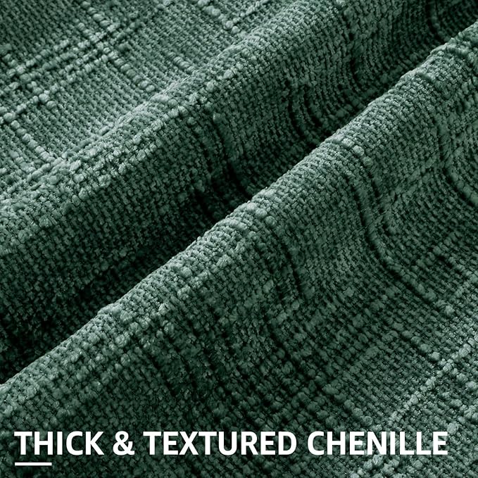 decorUhome Christmas Green Chenille Throw Pillow Covers 22x22 Set of 2 Thick Textured Slubby Couch Pillow Covers Farmhouse Accent Modern Neutral Decorative Pillow Cases for Bed Sofa Living Room
