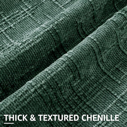 decorUhome Christmas Green Chenille Throw Pillow Covers 22x22 Set of 2 Thick Textured Slubby Couch Pillow Covers Farmhouse Accent Modern Neutral Decorative Pillow Cases for Bed Sofa Living Room