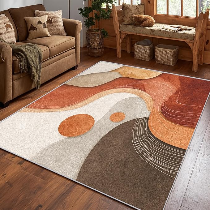 Bohemian Rug, 3x5 Area Rugs Abstract Geometric 3D Design Pattern for Entryway, Living Room, Bedroom, Bohemian Home Decor Accessories Indoor Carpet, Non Slip & Machine Washable