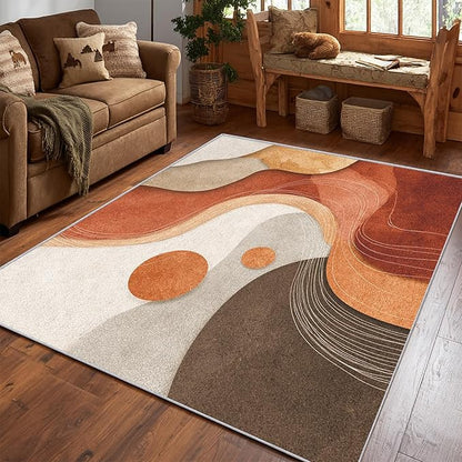 Bohemian Rug, Large 8x10 Area Rugs Abstract Geometric 3D Design Pattern for Living Room, Bedroom, Bohemian Home Decor Accessories Indoor Carpet, Non Slip & Machine Washable