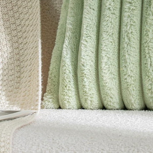 DEELAND Pack of 2,Double-Sided Faux Fur Plush Decorative Throw Pillow Covers Fuzzy Striped Soft Pillowcase Cushion Covers for Sofa Couch Bedroom Green 22x22 inch