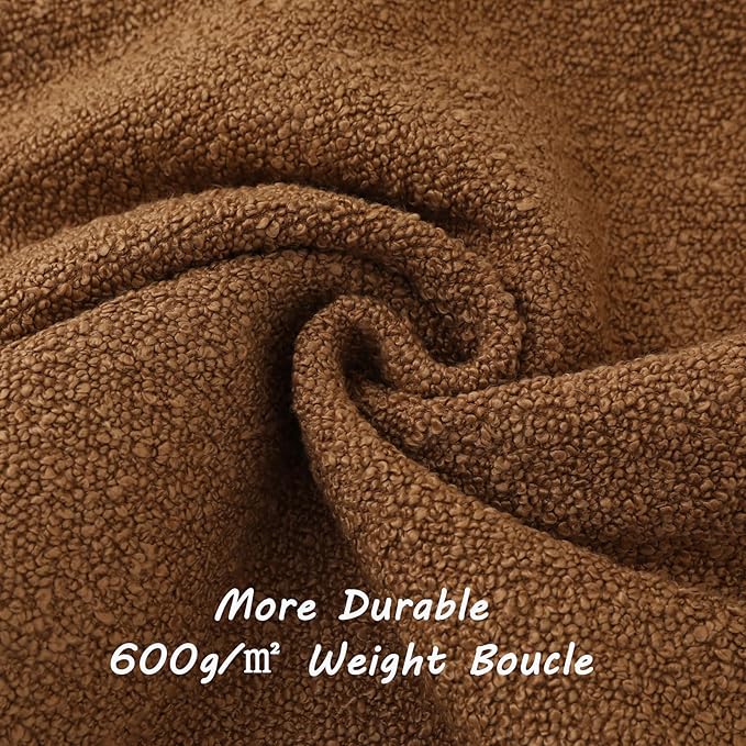 FUTEI Pack of 2 Tobacco Decorative Throw Pillow Covers 26x26 Inch Soft Cozy Solid Boucle Textured Euro Pillow Shams,Modern Home Decor for Couch Bed Living Room