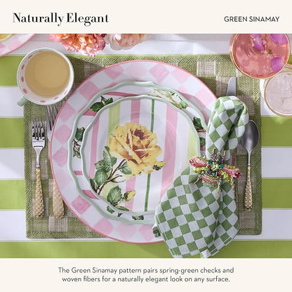 MACKENZIE-CHILDS Set of 4 Sinamay Placemats, Durable Woven Table Mats, Green