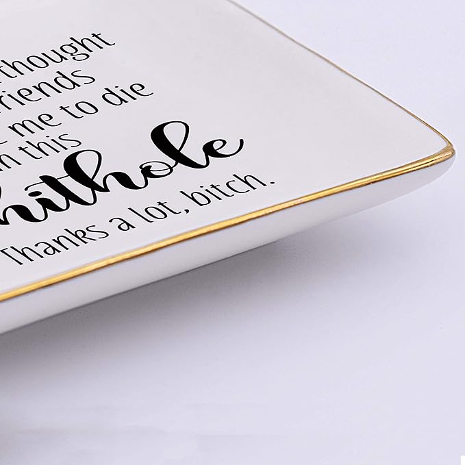 And Just When I Thought We Were Friends,You Leave Me to -Ceramic Jewelry Holder Ring Dish Trinket Tray –Funny Going Away Gift for Best Friend Co-worker-Colleague Leaving,New Job,Farewell Gifts