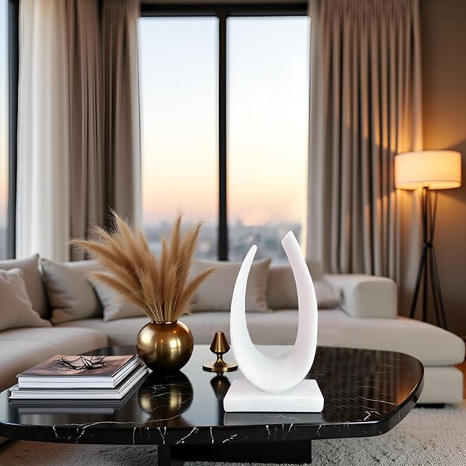 Abstract Sculpture - Modern Imitation Marble Style Arc Ornaments, Minimalist Art Home Decoration, Suitable for Living Room, Office, Bedroom Furnishings
