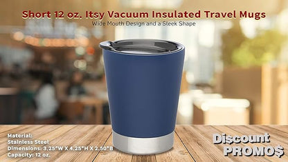 DISCOUNT PROMOS 12 oz. Itsy Vacuum Insulated Travel Mugs - 6 Pack - Blue