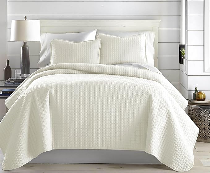 Southshore Fine Living, Inc. Full/Queen Size Quilt Bedding Set, Wrinkle-Free Stain & Pet Hair Resistant Bedding, Coverlet Bedspreads Queen Size/Full Size Bedspread with 2 Pillow Shams, Cream