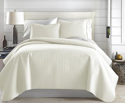Southshore Fine Living, Inc. Full/Queen Size Quilt Bedding Set, Wrinkle-Free Stain & Pet Hair Resistant Bedding, Coverlet Bedspreads Queen Size/Full Size Bedspread with 2 Pillow Shams, Cream