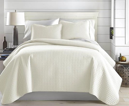 Southshore Fine Living, Inc. Full/Queen Size Quilt Bedding Set, Wrinkle-Free Stain & Pet Hair Resistant Bedding, Coverlet Bedspreads Queen Size/Full Size Bedspread with 2 Pillow Shams, Cream