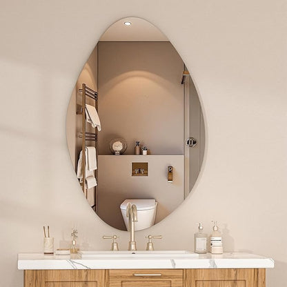 Hasipu Irregular Wall Mirror - 27"x18" Asymmetrical Frameless Mirror, Modern Decorative Mirrors for Living Room, Entryway, Hallway, Bathroom, Bedroom,Wall Mounted Home Decor