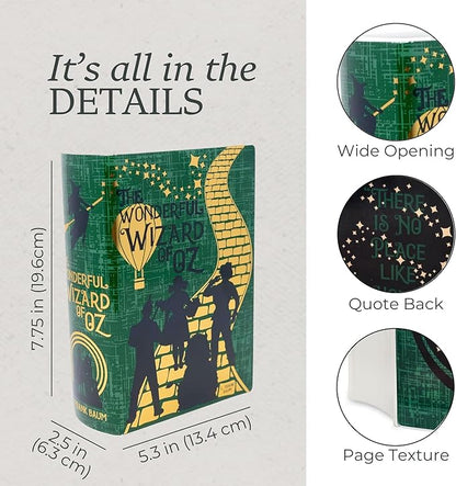 Steel Mill & Co Original Large Book-Shaped Decorative Vase, Ceramic Vases for Home Decor, Cute Bookshelf Decor, Unique Vase for Book Lovers, The Wonderful Wizard of Oz