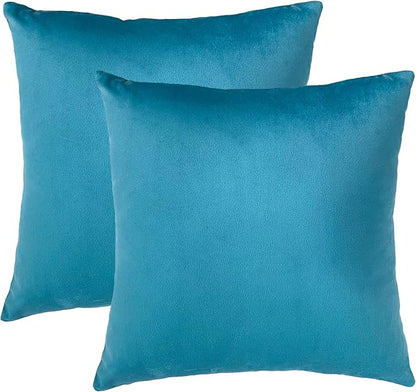 RELY+ Pack of 2 Throw Pillow Covers 16x16 Inch Velvet Soft Cozy Solid Decoration Gifts Pillow Covers Luxury Cushion Case for Sofa Couch Bedroom Living Room - Turquise