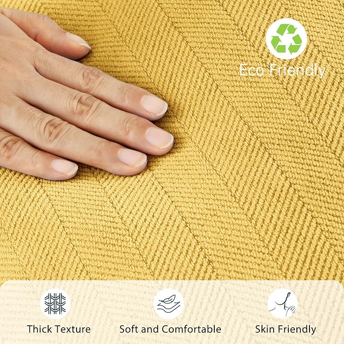 ZWJD Yellow Pillow Covers 26x26 Set of 2 Chenille Throw Pillow Covers with Elegant Design Soft and Luxurious Decorative Throw Pillows for Couch, Bed, and Home Decor
