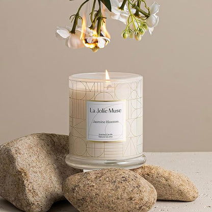 LA JOLIE MUSE Jasmine Candle, Mothers Day Gifts Candles for Women with Gift Box, Scented Candles for Home Scented, Luxury White Natural Soy Candle, 70 Hours 10 oz